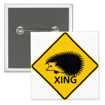 Hedgehog Crossing Highway Sign Pinback Button