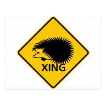 Hedgehog Crossing Highway Sign Post Cards