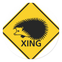 Hedgehog Crossing Highway Sign Stickers