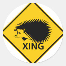 Hedgehog Crossing Highway Sign Stickers