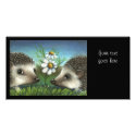 Hedgehogs on a date photo cards