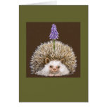 hedghog with grape hyacinth card