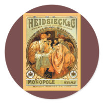 Heidsieck and Co. Vintage Mucha Champagne Round Sticker