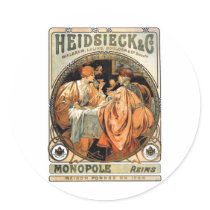 Heidsieck & Co ~ by Alphonse Mucha Round Sticker