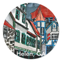 Helen GA vacation paradise German town Georgia art Round Stickers