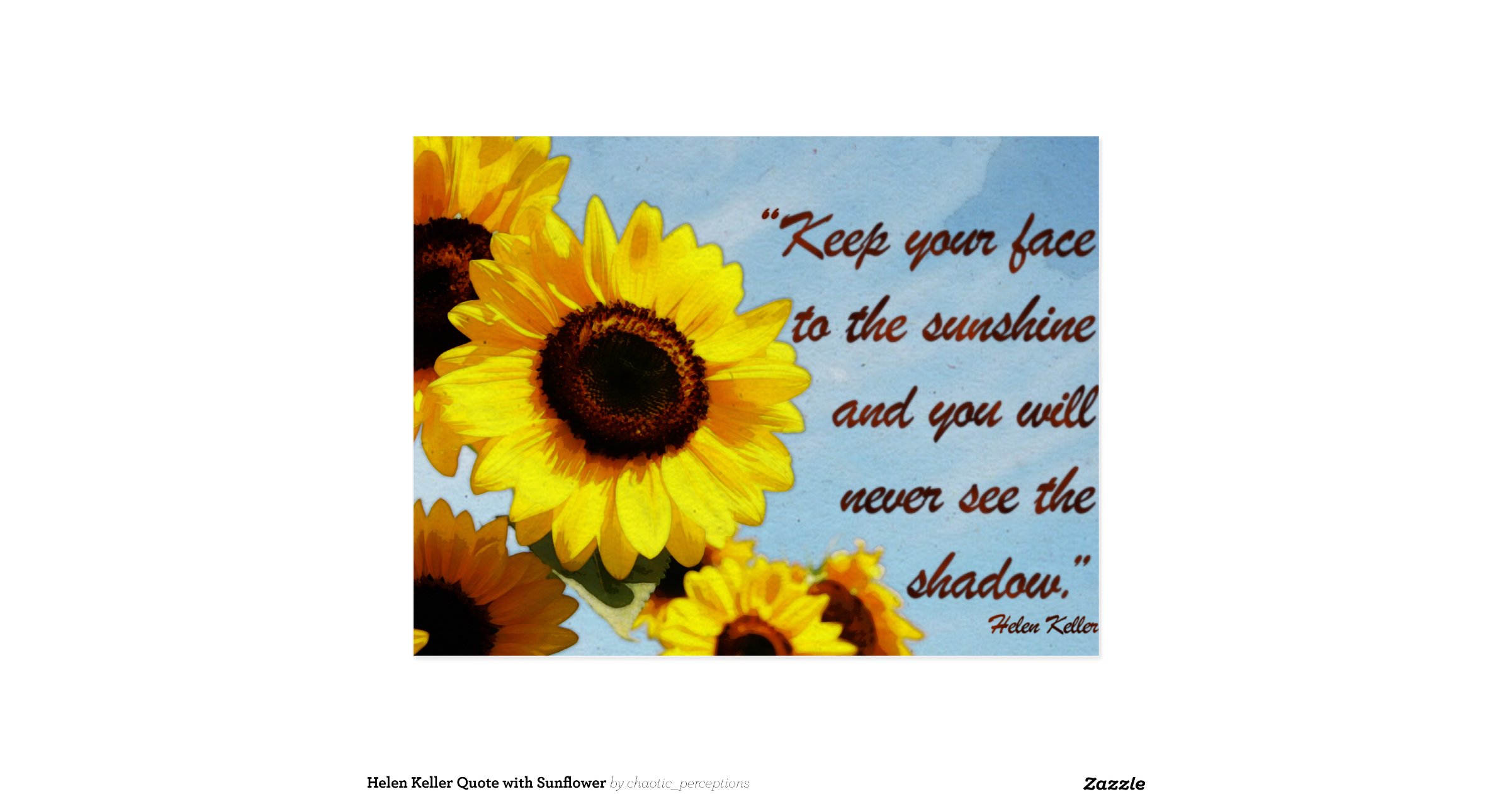Helen Keller Quote with Sunflower Postcard | Zazzle