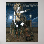 "Helena" Sky Pirate Ship Moon Fae Poster posters