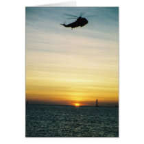 Helicopter at Sunset Greeting Card