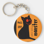 hell black cat Halloween keychain