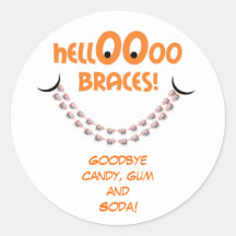 Hello Braces Orange Orthodontist Patient Reminder Sticker