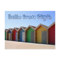 Hello from Blyth Northumberland beach huts Postcard