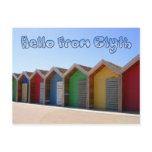 Hello from Blyth Northumberland beach huts postcards