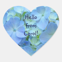 Hello From Your Name stickers Blue Floral Seals