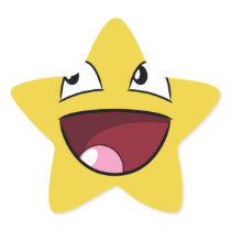 hello happy face star sticker