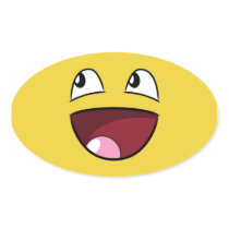hello happy face oval sticker