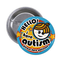 "Hello! I have autism" button (boy2)