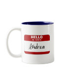 Hello My Name Is Andrea (Red) mugs