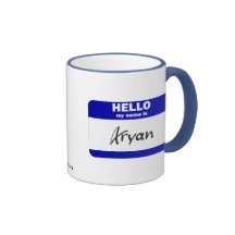 Hello My Name Is Aryan (Blue) Coffee Mugs