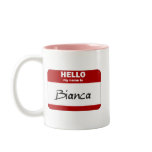 Hello My Name Is Bianca (Red) mugs