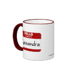 Hello My Name Is Cassandra (Red) mugs