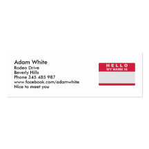 Hello my name is - fill in business card templates