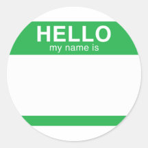 Hello My Name Is - Green Round Stickers