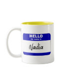 Hello My Name Is Nadia (Blue) mugs