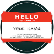 hello my name is : red business card templates