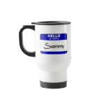 Hello My Name Is Sammy (Blue) mugs