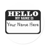 Hello my name is round sticker