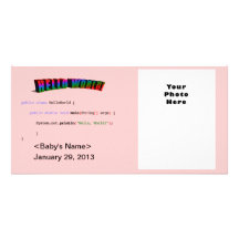 Hello World geek greeting Java Personalised Photo Card