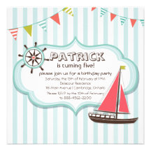 Helm and Sailboat Nautical Birthday Invitation