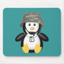 Helmeted Penguin Mouse Pads