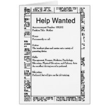 Help Wanted:  Mother Greeting Card