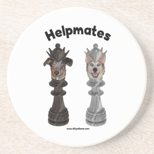 Helpmates Chess Dogs Beverage Coaster
