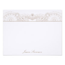 Henna Custom Flat Note Card (charcoal) Personalised Announcement