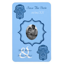 Henna Hand of Hamsa (Blue) (Save The Date) Magnets