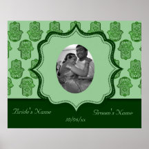Henna Hand of Hamsa (Green) (Wedding) Poster