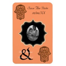 Henna Hand of Hamsa (Orange) (Save The Date) Vinyl Magnet