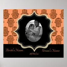 Henna Hand of Hamsa (Orange) (Wedding) Poster