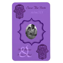 Henna Hand of Hamsa (Purple) (Save The Date) Magnet