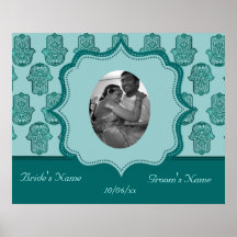 Henna Hand of Hamsa (Teal) (Wedding) Posters
