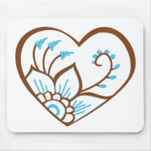 Henna Heart Blue Mouse Mat