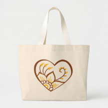 Henna Heart Yellow Canvas Bag