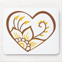 Henna Heart Yellow Mouse Pad