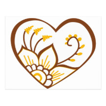 Henna Heart Yellow Postcards