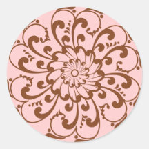 Henna Swirl Mandala Round Stickers