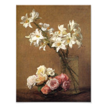 Henri Fantin-Latour Roses and Lilies Print Photo
