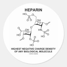 Heparin Highest Negative Charge Density Biological Round Stickers