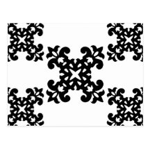 Her Vintage Girly Style Black & White Damask Girls Postcard